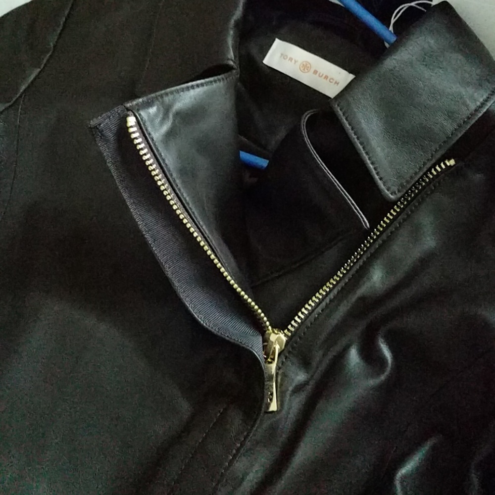 Tory Burch Dark Brown Leather Motorcycle Jacket - Picture 3 of 6